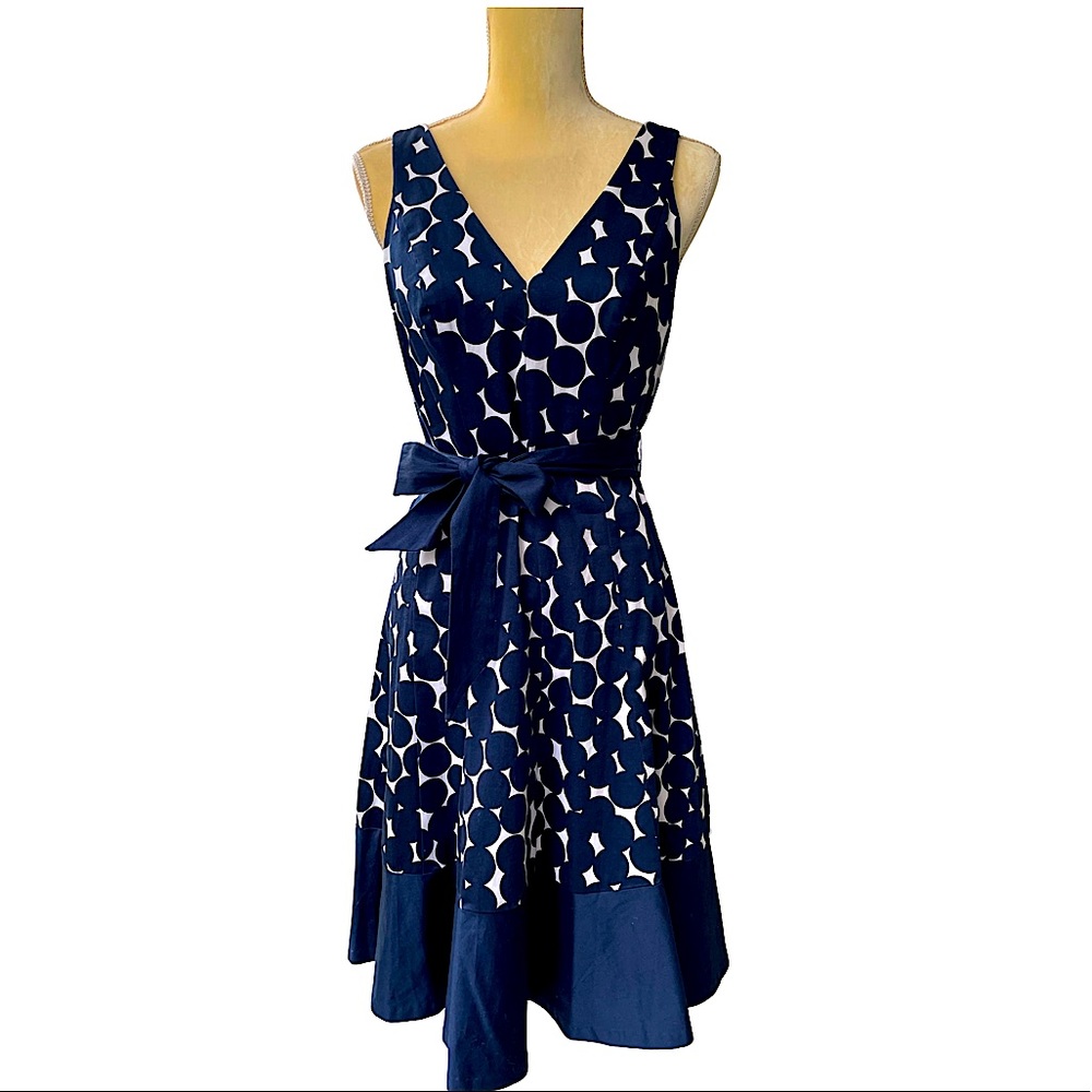 NWT Nine West Dot Tie-Waist Sleeveless Dress Sz 4